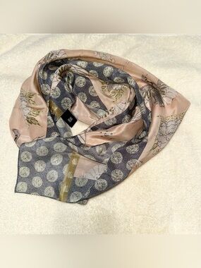 The Met Silk Scarf Japanese Momoyama Cranes Flowers Oversized Shawl Wrap Japan